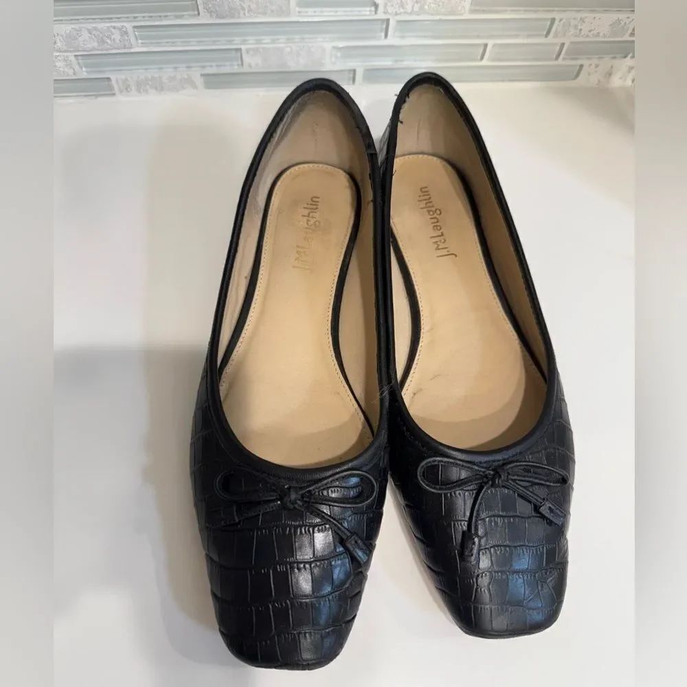 Black Leather Flats by J.McLaughlin